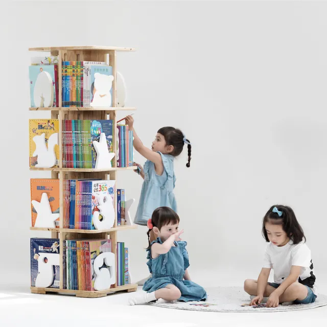 【愛兒館】閱讀森林旋轉書櫃-第四層台灣黑熊(26年9月新版 水性漆)(兒童書櫃 兒童收納 收納櫃)