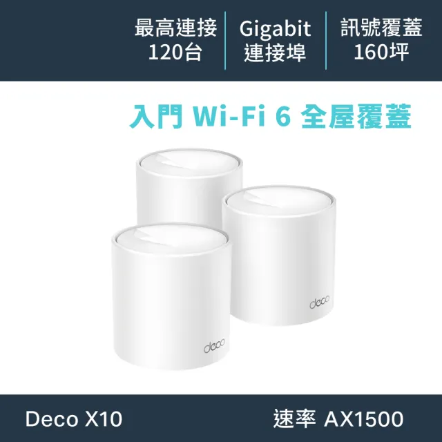 【TP-Link】三入組- Deco X10 AX1500 雙頻 AI-智慧漫遊 真Mesh 無線網路WiFi 6 網狀路由器(Wi-Fi 6分享器)