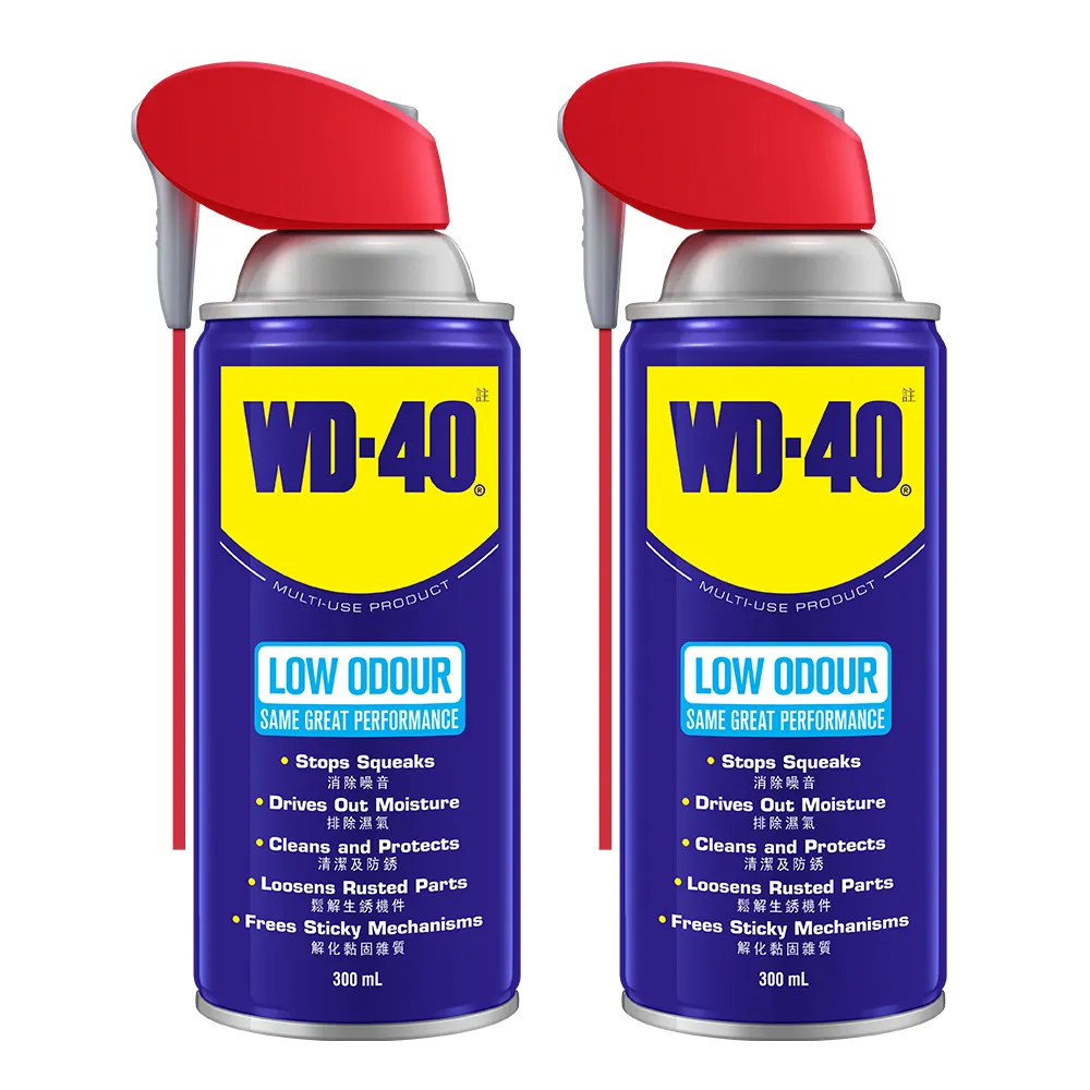 【WD-40】低油味 多功能除銹潤滑劑300ml 附專利型活動噴嘴(2入組)