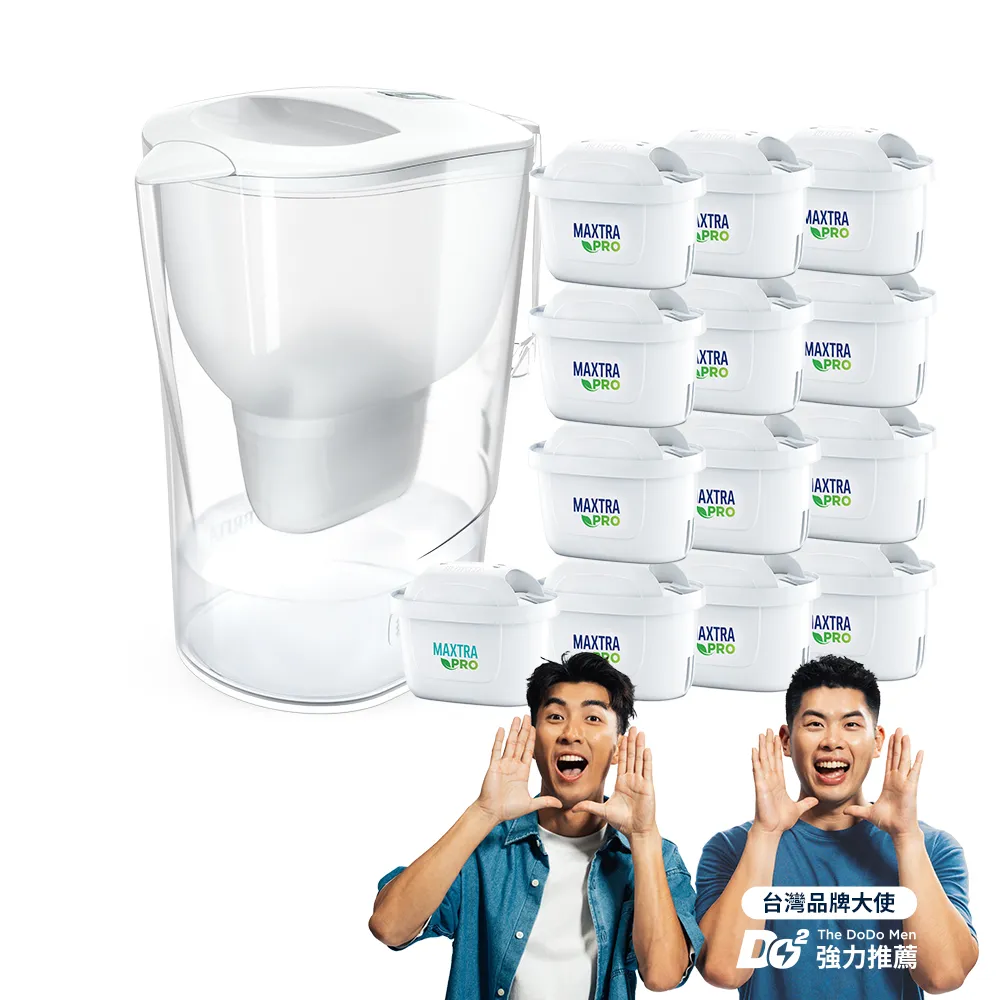 【BRITA】官方直營 Aluna XL愛奴娜濾水壺+MXPRO去水垢12入濾芯(共1壺13芯)