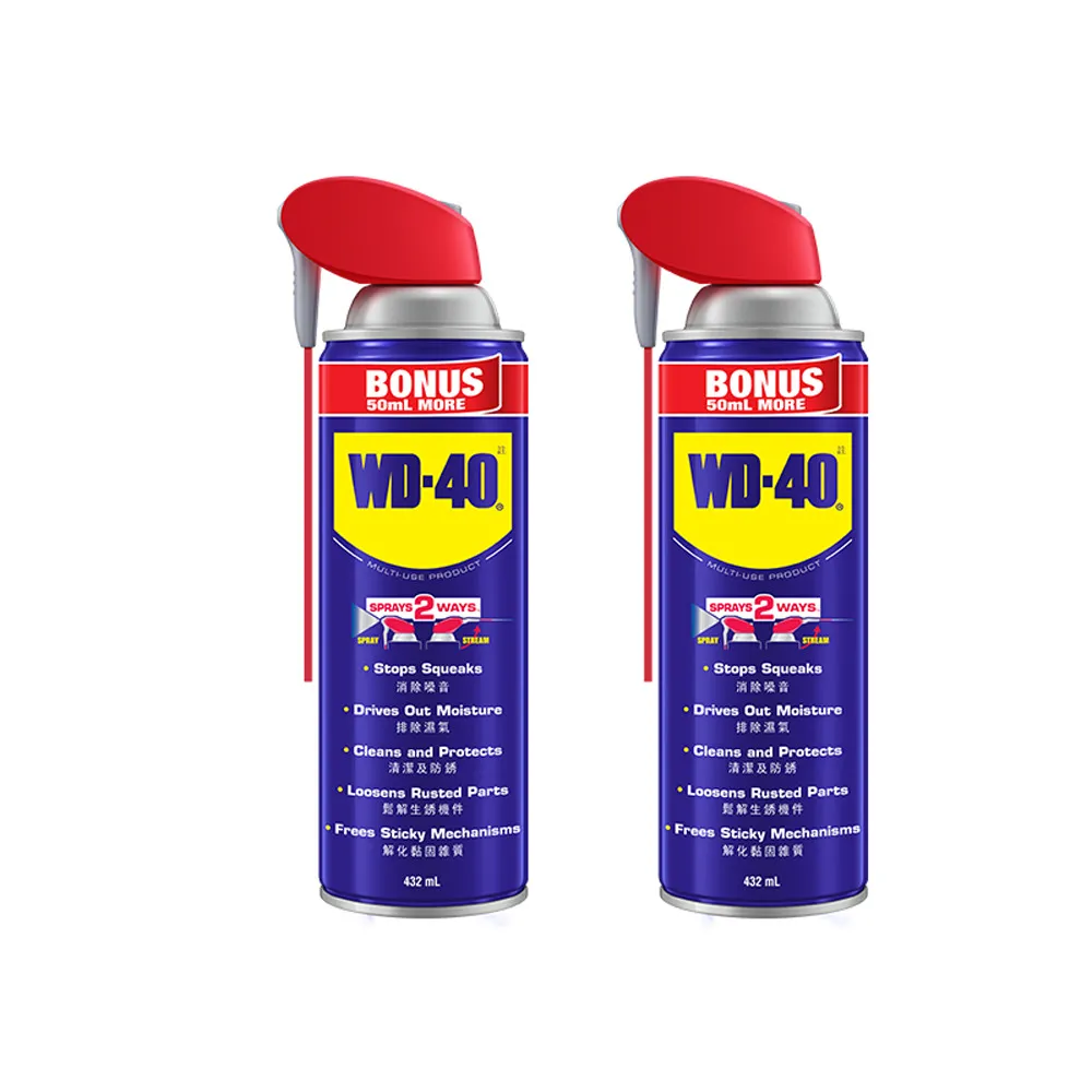 【WD-40】多功能除銹潤滑劑 附專利型活動噴嘴 432ml 兩入組