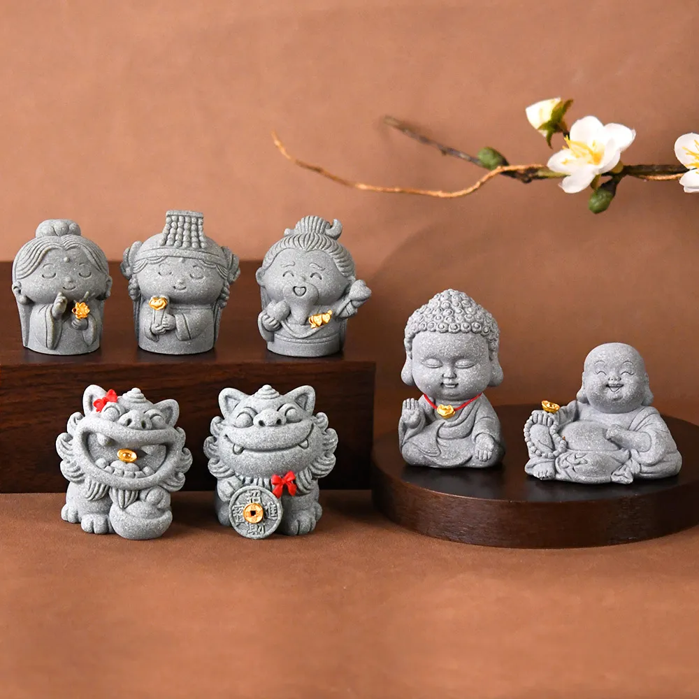 【金緻品】黃金擺件 祈福小石像 0.04錢 多選 石獅子 元寶 古錢 小金豆 月老 媽祖 水晶樹 9999純金招財擺飾