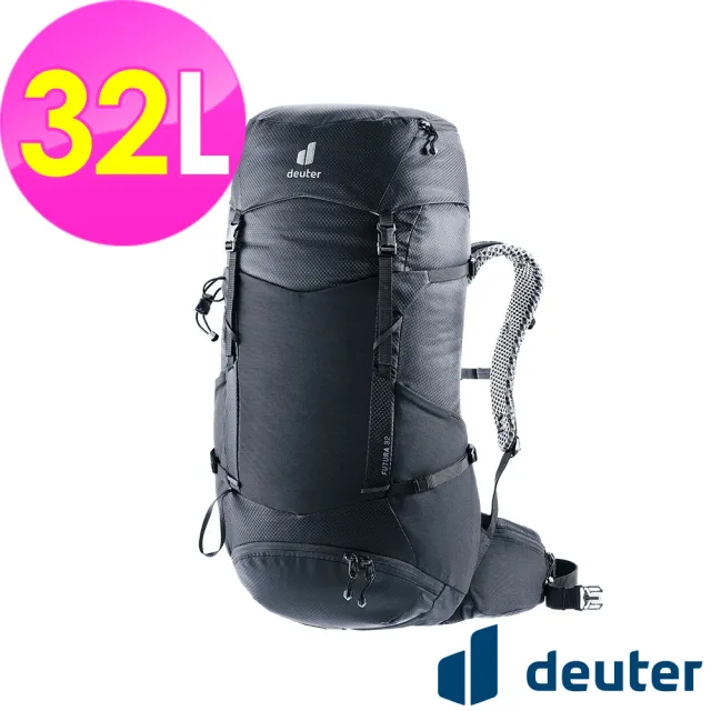 【deuter】FUTURA透氣網架背包32L(3400826黑/戶外旅遊/日常休閒/旅行/登山健行)