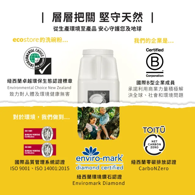【ecostore 宜可誠】洗碗機專用環保洗碗粉-經典檸檬5kg(奶瓶機/寶寶家庭/全機型適用/紐西蘭永續品牌)