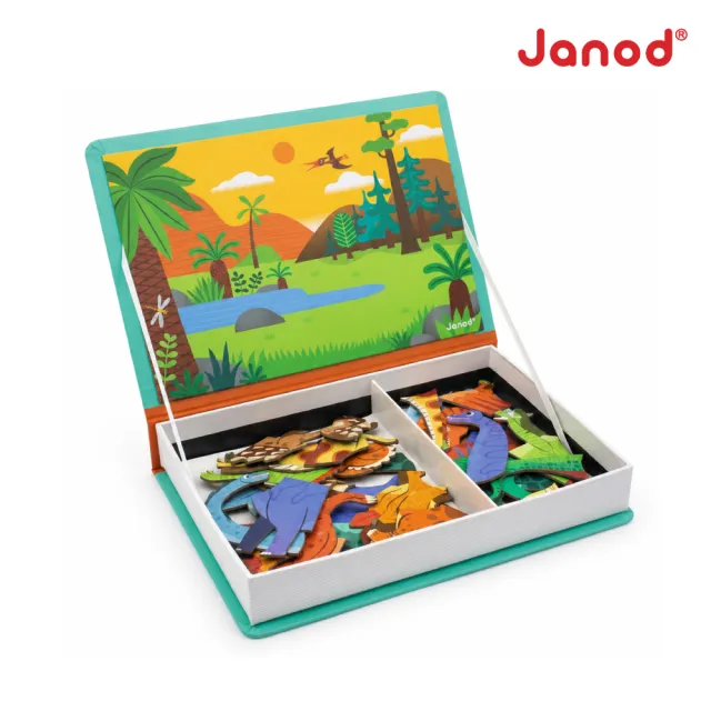 【Janod】磁鐵遊戲書-恐龍世界(磁鐵書 安靜書 邏輯思考 創造力)