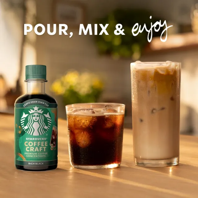 【STARBUCKS 星巴克】COFFEE CRAFT咖啡濃縮液260ML4瓶 (無糖/經典焦糖)