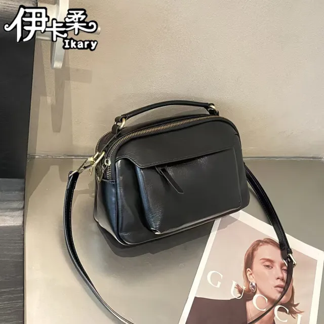 【Ikary 伊卡柔】雙11 高級時尚真皮手提小方包 5518