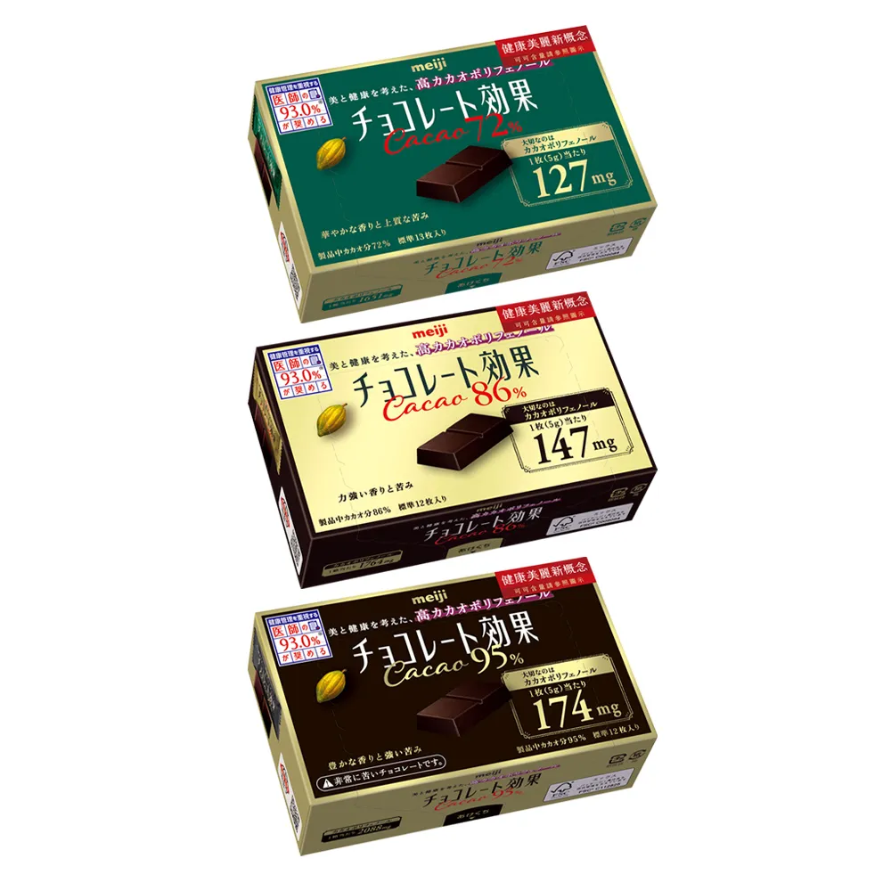 【Meiji 明治】巧克力效果CACAO黑巧克力 72%/86%/95%(盒裝*10盒)