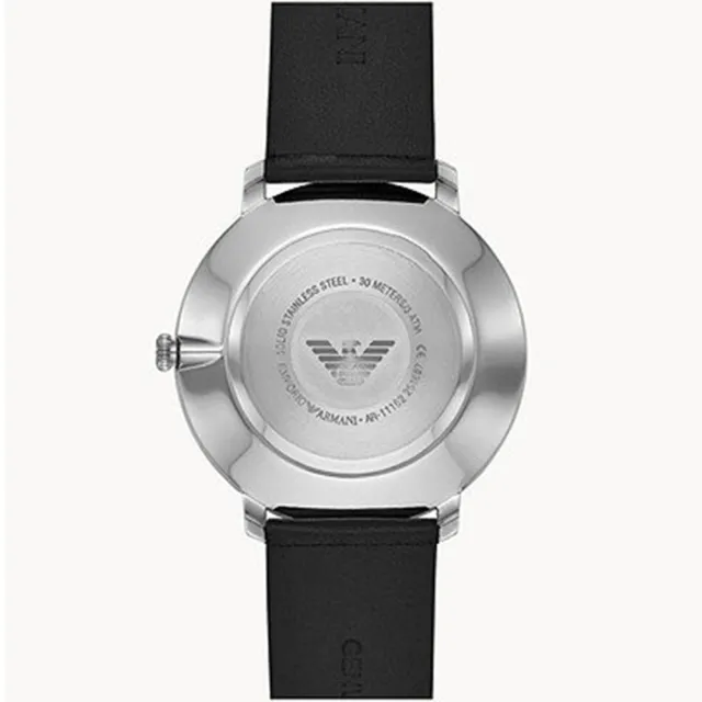 【EMPORIO ARMANI】優雅小秒針皮帶腕錶42mm(AR11162)