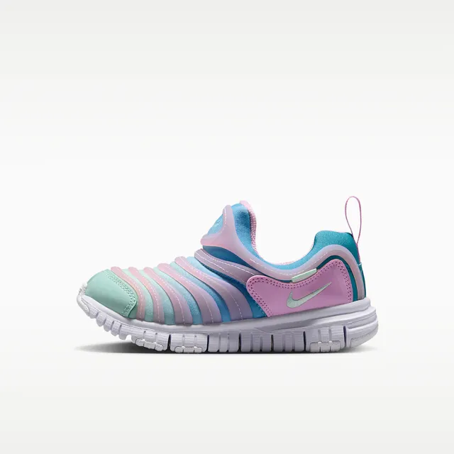 【NIKE 耐吉】運動鞋 童鞋 中童 兒童 毛毛蟲鞋 套腳式 DYNAMO FREE PS 粉藍 343738-642