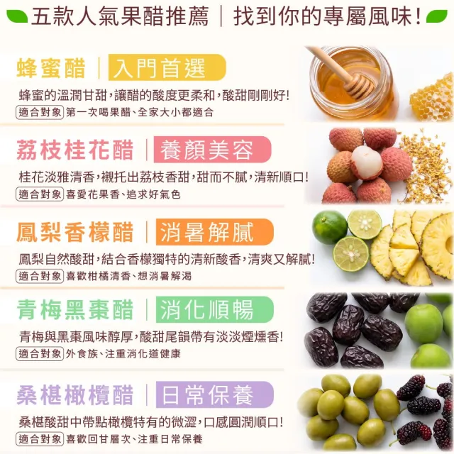 【永禎】經典濃醇水果醋250mlx5瓶 任選(天然無添加/含酵素果醋/中元普渡拜拜)
