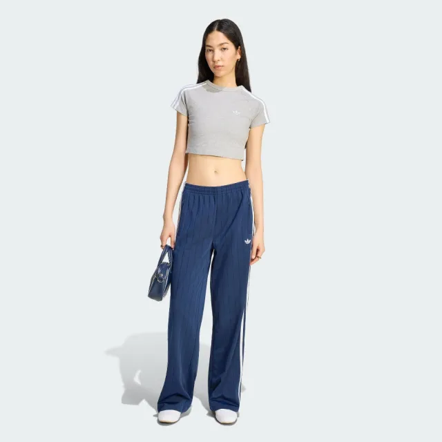【adidas 愛迪達】短版短袖上衣 KS4705 女款ORIGINALS緊身U領短版T恤 灰色