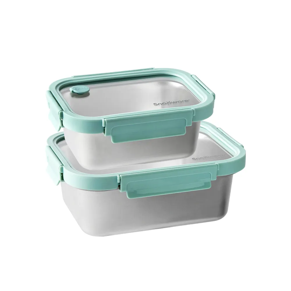 【CorelleBrands 康寧餐具】可直火可微波316不鏽鋼保鮮盒1250ml+820ml-兩件組