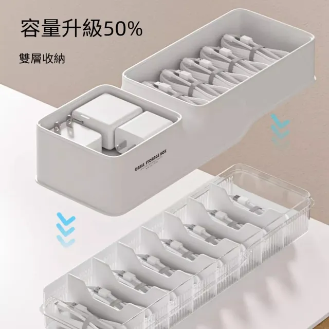 【Quality 聚家】數據線收納盒 桌面整理盒 理線盒 插座收納盒 結實耐用/通透防塵/活動隔板