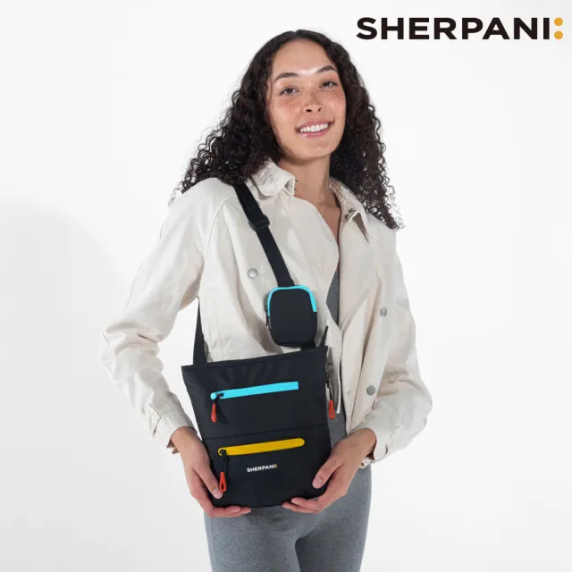 【Sherpani】雙11 RFID 防潑水多功能斜背包 26I Sadie 4L｜黑彩色 (RFID屏蔽 撥水 附零錢包)