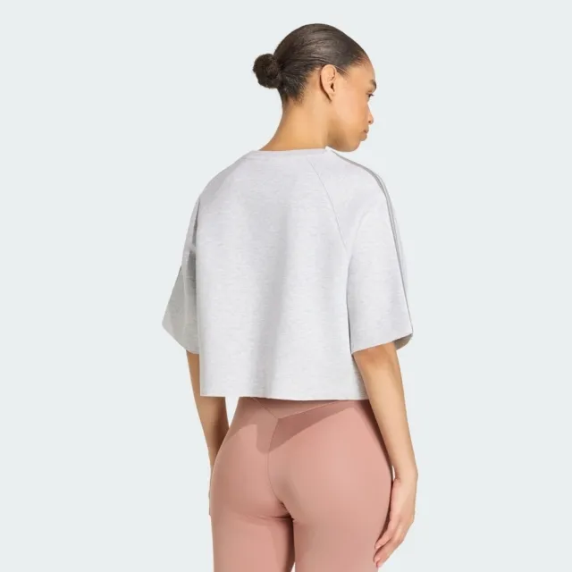 【adidas 愛迪達】Sst 2.0 Boxy Te 女 T恤 休閒短袖 短版上衣 穿搭 灰(KX4737)