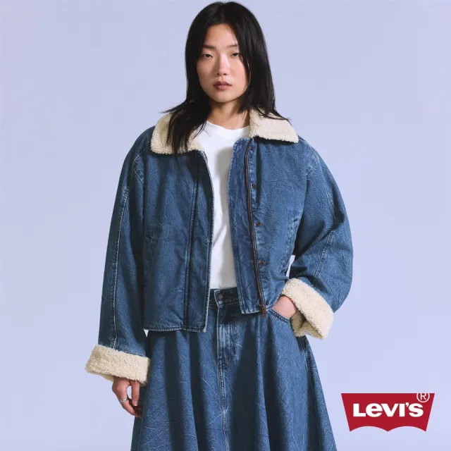 【LEVIS】BLUETAB™ 翻領羊羔毛丹寧牛仔外套 女生上衣 人氣新品 0072J-0000