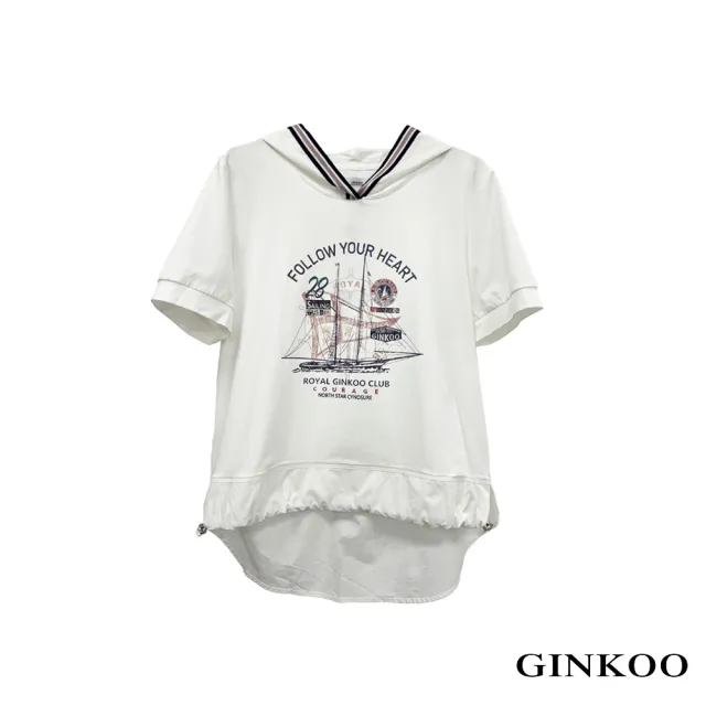 【GINKOO 俊克】帆船印花連帽上衣