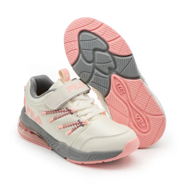 【FILA】KIDS 大童氣墊慢跑運動鞋-米 (3-J809Z-445)