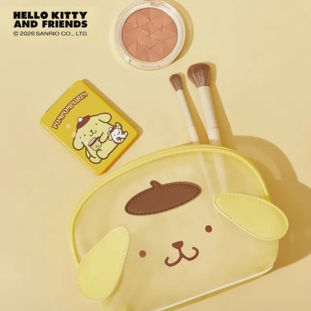 【SANRIO 三麗鷗】正版授權布丁狗透氣網布化妝包收納包零錢包(閨蜜女兒女友生日聖誕交換禮物)