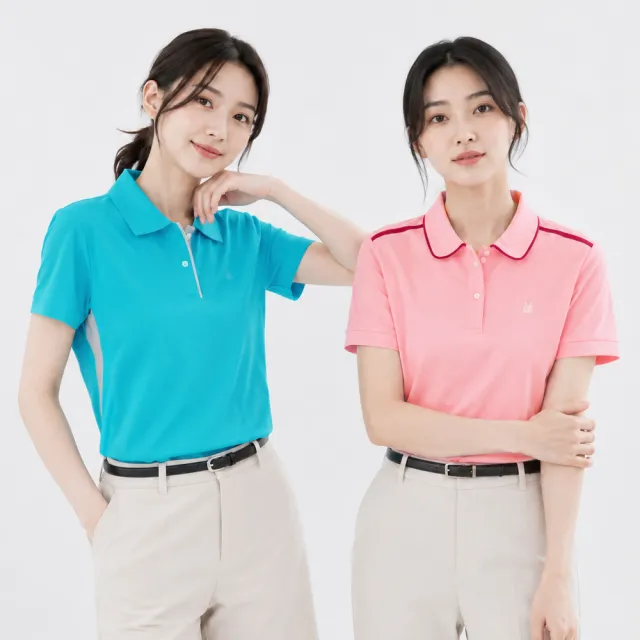 【遊遍天下】二件組 MIT台灣製女款抗UV吸濕排汗短袖POLO衫 多色多款 (M-5L 大尺碼)