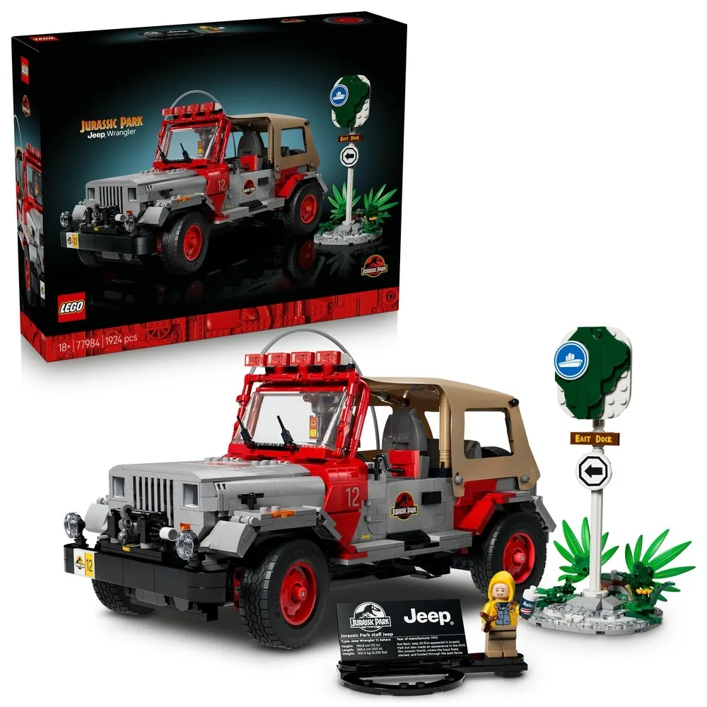 【LEGO 樂高】侏羅紀世界系列 77984 Jurassic Park Jeep Wrangler(恐龍 汽車模型 禮物 兒童玩具)