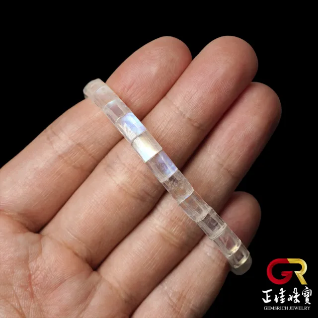 【正佳珠寶】藍月光石 頂級冰藍 8.8g 月光石手排｜日本彈力繩