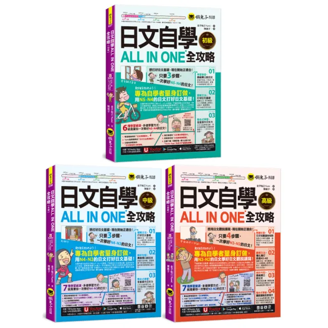 日文自學ALL IN ONE全攻略〔初級+中級+高級〕（3書+真人教學+範文電子書+內含VRP虛擬點讀筆等）
