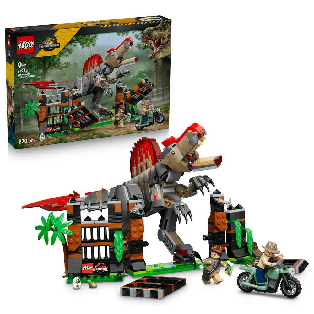 【LEGO 樂高】侏羅紀世界系列 77982 棘龍大脫逃(恐龍 創意遊戲 禮物 兒童玩具)