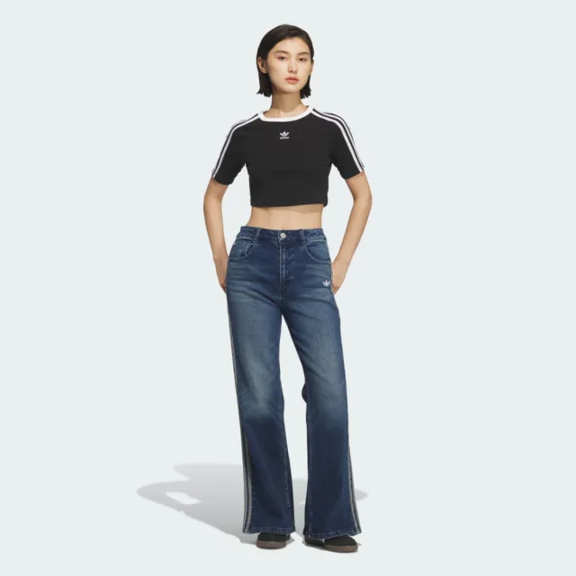 【adidas 愛迪達】Crft Flair Pant 女 水洗喇叭褲 深藍 牛仔 丹寧 百搭(KT3174)
