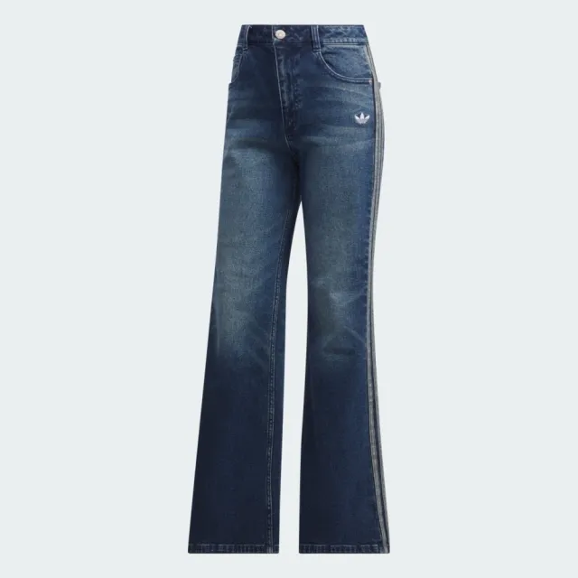 【adidas 愛迪達】Crft Flair Pant 女 水洗喇叭褲 深藍 牛仔 丹寧 百搭(KT3174)