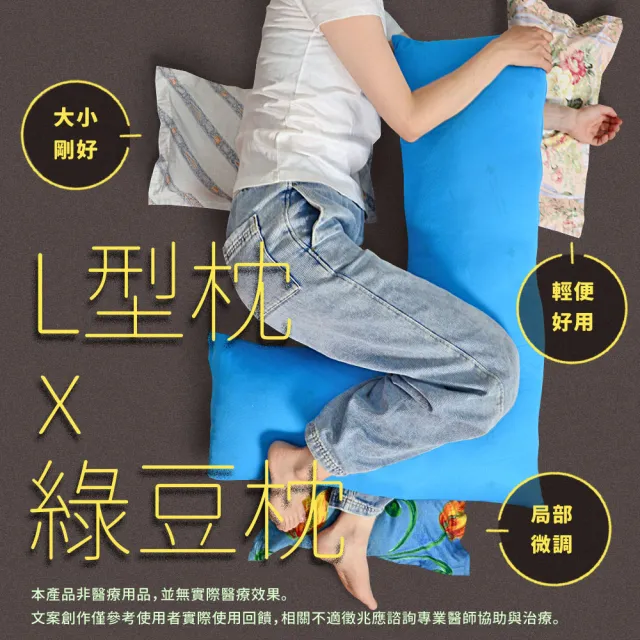 【Embrace 英柏絲】L型枕＋小枕 雙件組｜特涼款 綠豆枕 老人看護翻身枕 擺位枕 側睡抱枕 台灣製