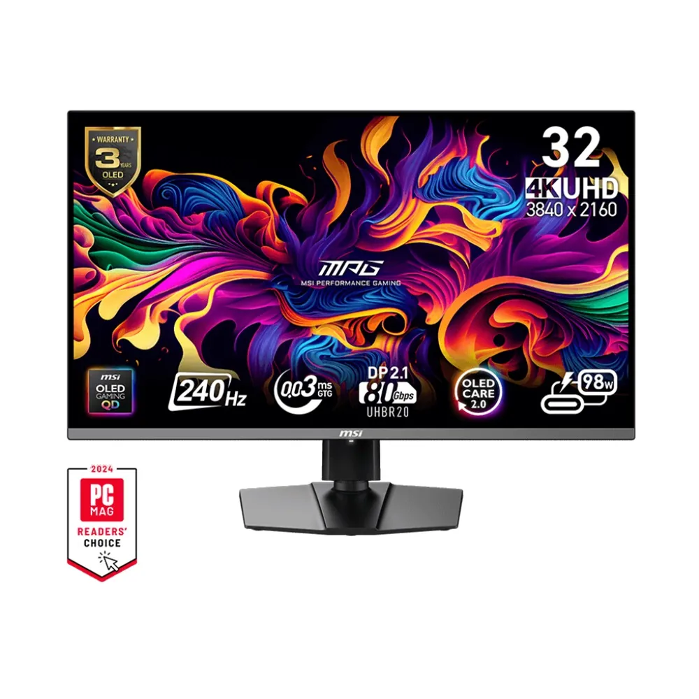 【MSI 微星】MPG 322URX QD-OLED 32型 UHD 240Hz 4K 電競顯示器(0.03ms/ClearMR 13000/Delta E☆2)