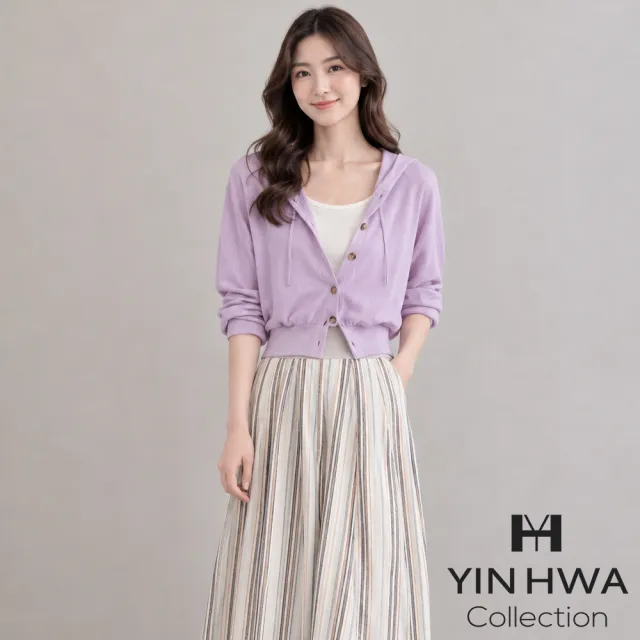 【YIN HWA 盈樺】C`EST MOIJEU 甜美休閒連帽造型針織外套