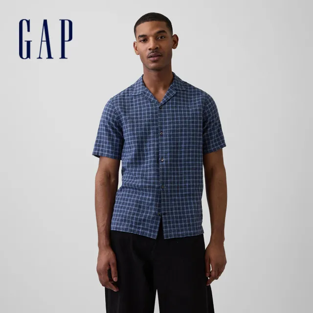 【GAP】男裝 寬鬆度假彈性襯衫-多款任選(888424&894247&869532&707290)