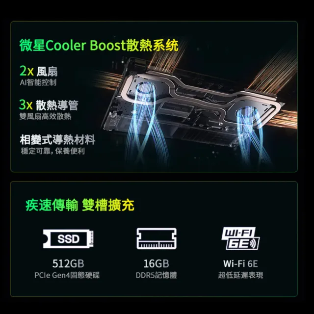 【MSI 微星】15.6吋 Core7 RTX5070 電競筆電(Cyborg 15 Max/Core 7-240H/16G/512G SSD/W11/C2WG-006TW)