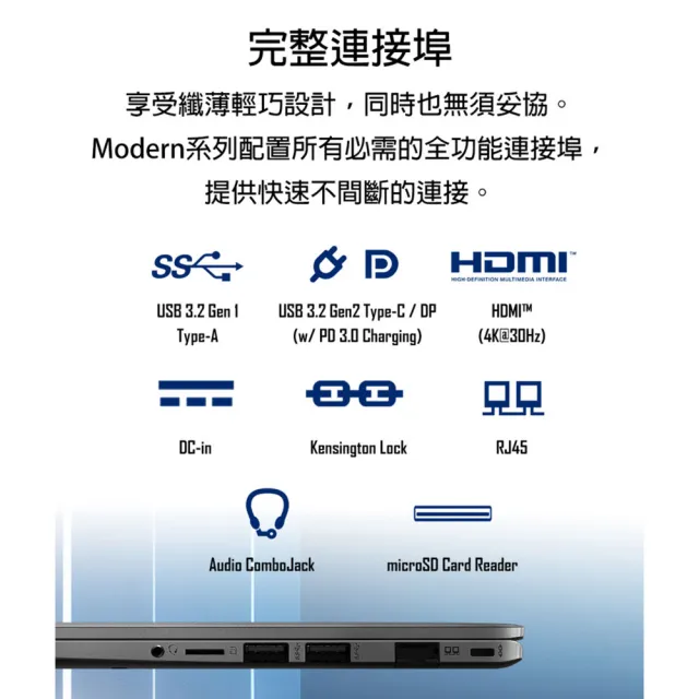 【MSI 微星】13吋Core 7-150U輕薄效能筆電(Modern 13/8G/512G SSD/W11/F1MG-087TW)