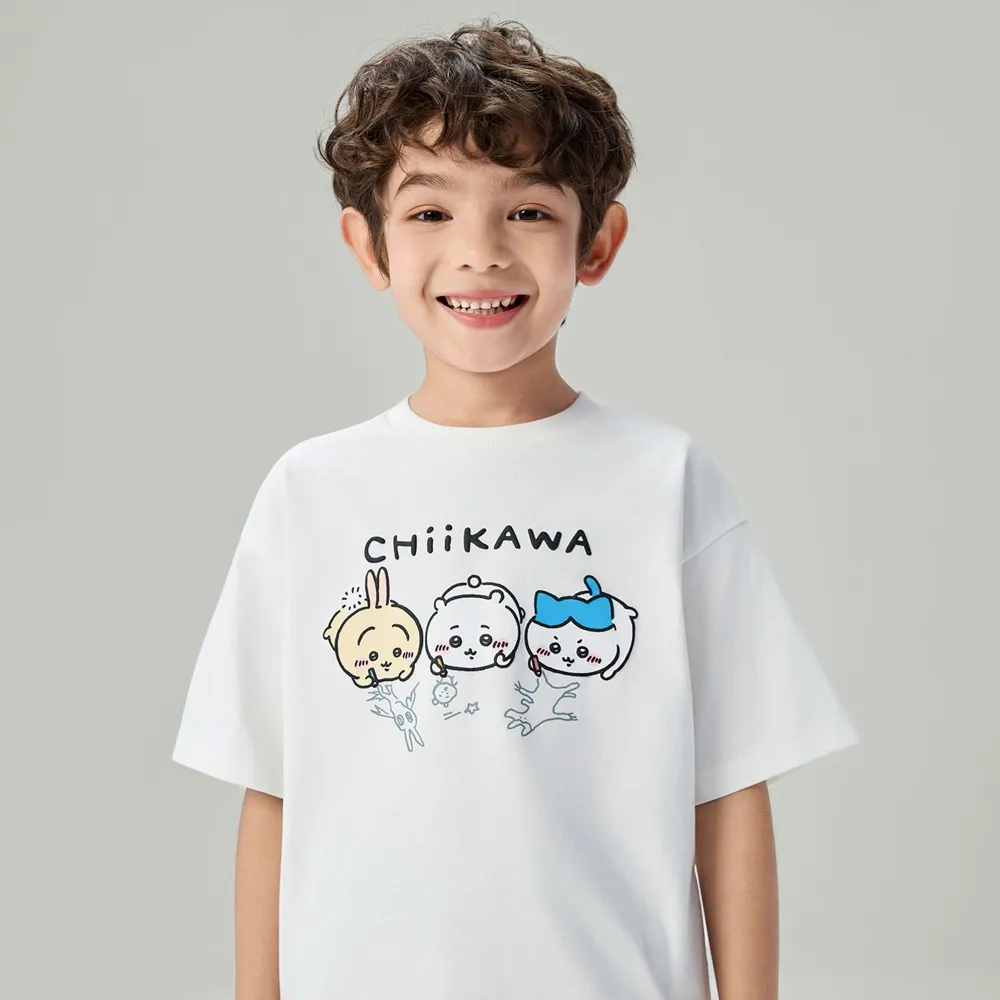 【GIORDANO 佐丹奴】童裝吉伊卡哇印花短袖T恤 CHiiKAWA系列(02 皎白)