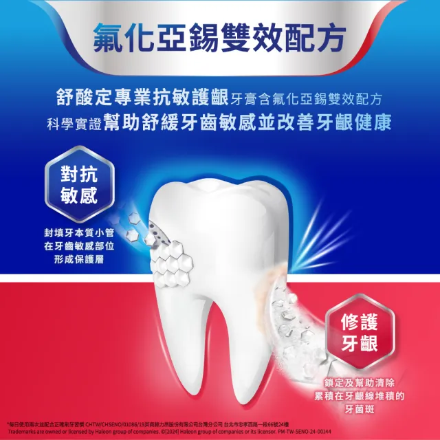 【SENSODYNE 舒酸定】進階護理 專業抗敏護齦牙膏100gX8入(沁涼薄荷)