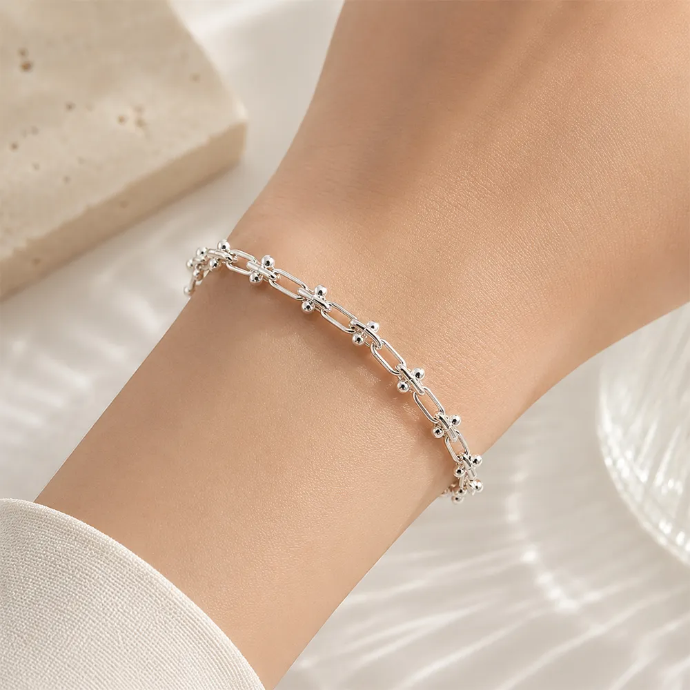 【Tiffany&Co. 蒂芙尼】925純銀 HardWear 扣環手鍊(專櫃缺貨排隊款)