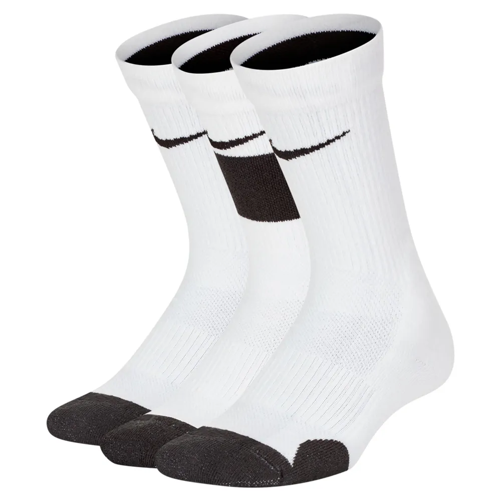 【NIKE 耐吉】襪子 童襪 中筒襪 運動襪 籃球襪 3雙組 Y NK ELITE CREW 3PR 144 白黑 CW6063-100