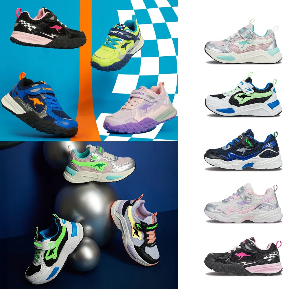 【KangaROOS】運動鞋 童鞋 中大童 老爹鞋 魔鬼氈 NEON/WAVY多款任選
