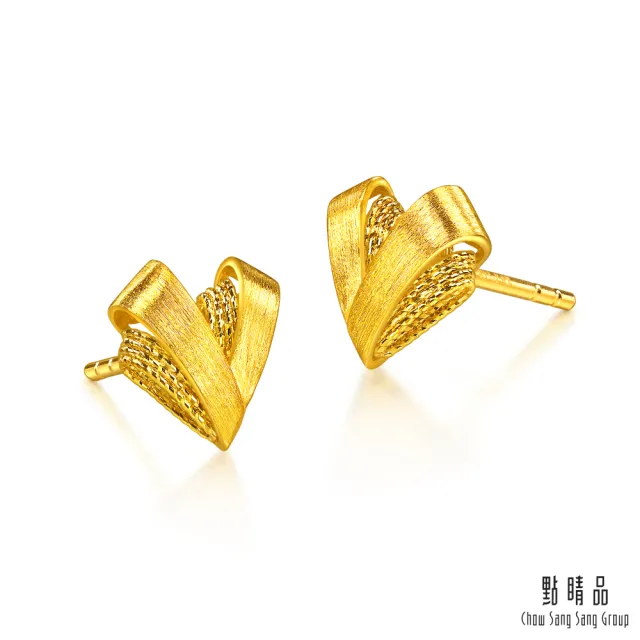 【點睛品】雙心相映 黃金耳環(一對)