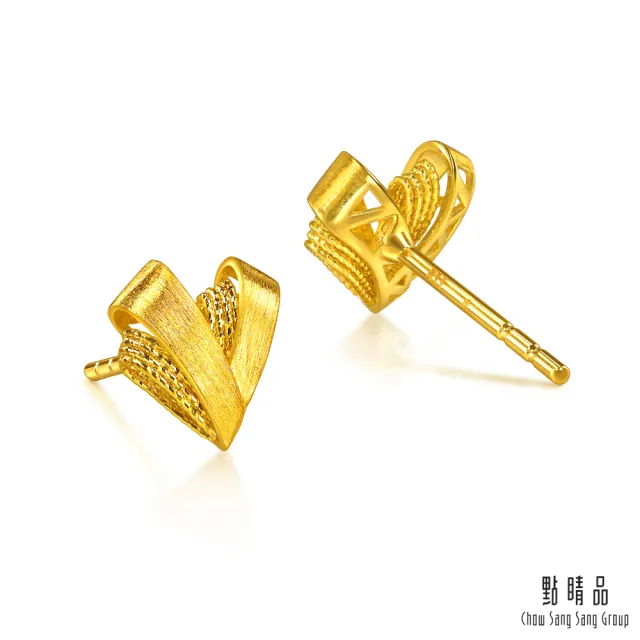 【點睛品】雙心相映 黃金耳環(一對)