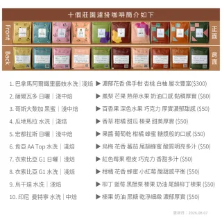 【JC咖啡】十個莊園濾掛咖啡x1盒 (10gx10包/盒;共10包;含巴拿馬波奎特 阿爾鐵里 藝妓 水洗咖啡)