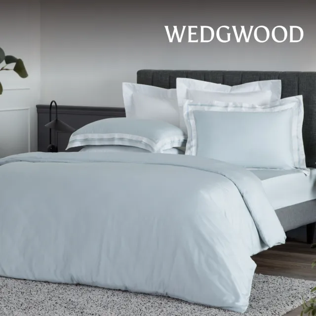 【WEDGWOOD】天絲兩用被床包枕套四件組 加大｜簡約素色(80支350織)