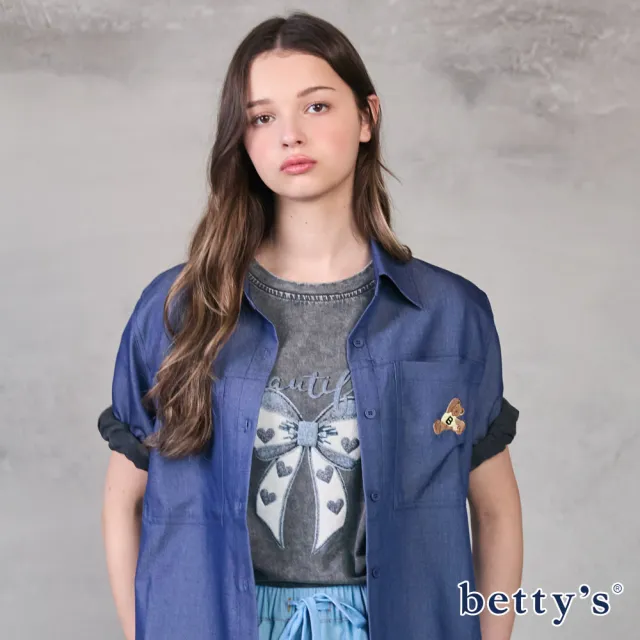 【betty’s 貝蒂思】立體蝴蝶結圖案圓領短袖T-shirt(共三色)