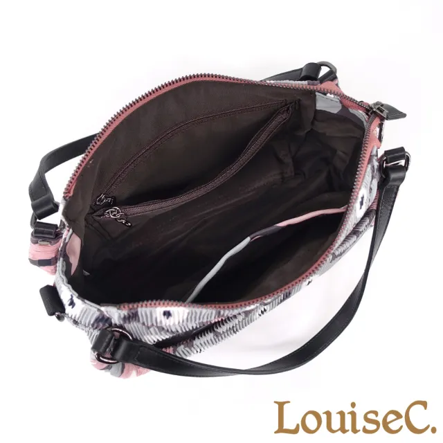 【LouiseC.】雙11 Tree House 日系三宅風 日系花繪 壓褶防水布 小牛皮 肩背斜背腋下包 CC7018-G