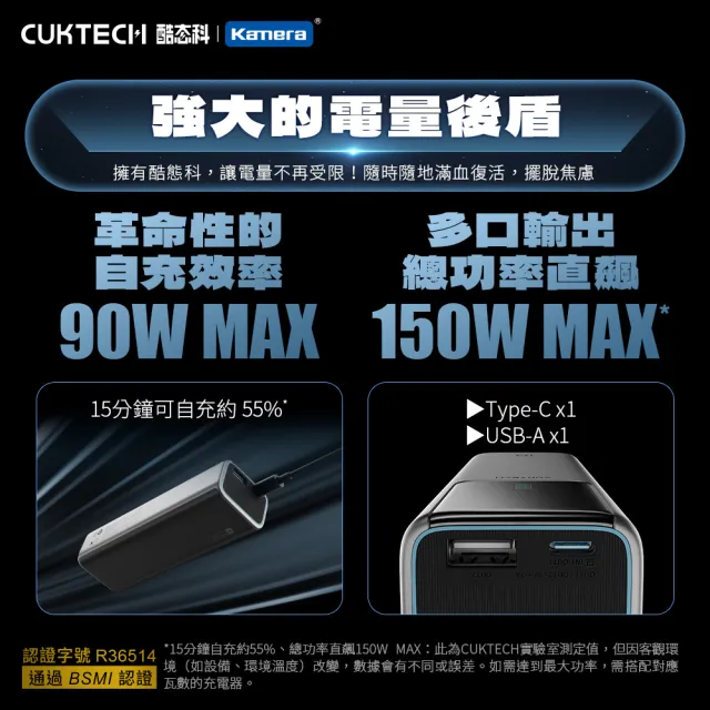 【CUKTECH】10號 10000mAh 150W 36Wh 1C1A 行動電源(PB100P 數顯 可充筆電 大陸3C認證 CCC)