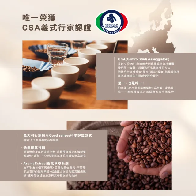 【Philips 飛利浦】雙溫萃取全自動義式咖啡機 經典銀(EP3326/94)+全自動冷熱奶泡機(CA6500)